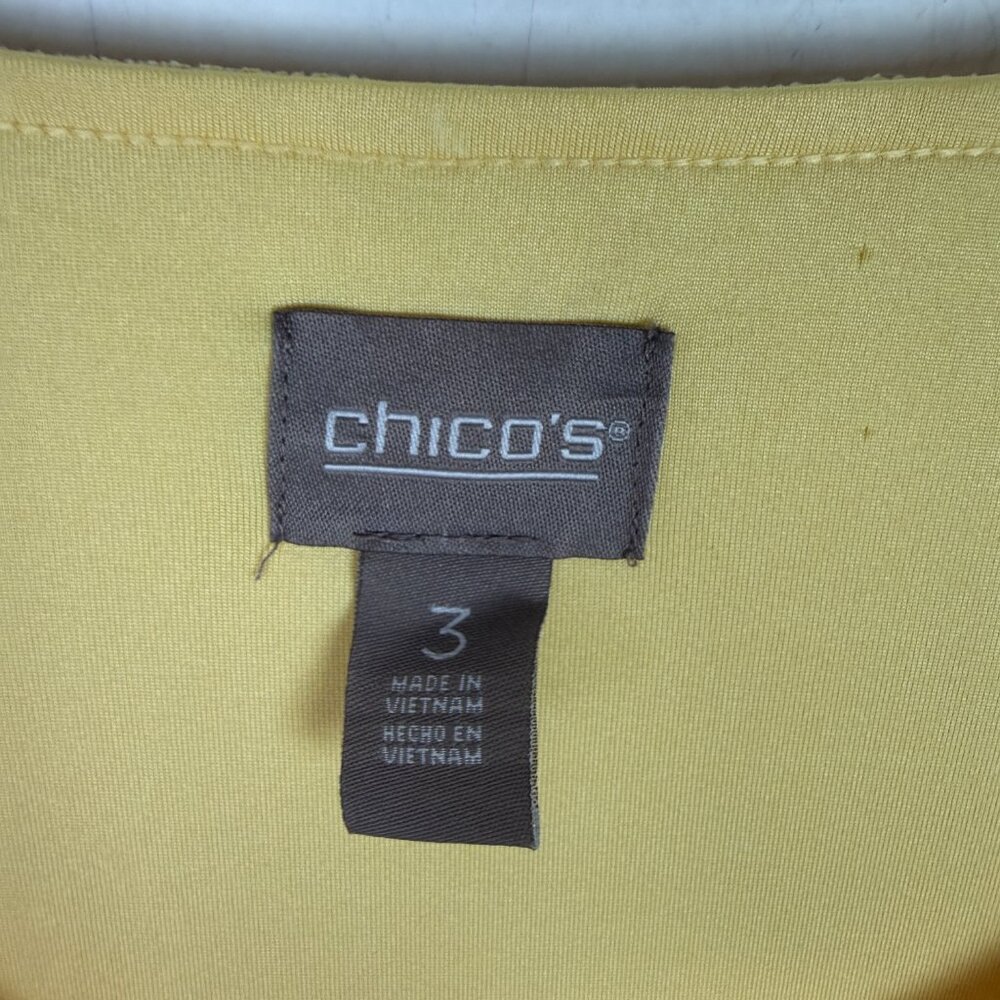 NWT Chico's Eyelet Scoop Neck Ruffle Sleeve Top 3/4 Lemon Chiffon Size XL NEW - Picture 4 of 9